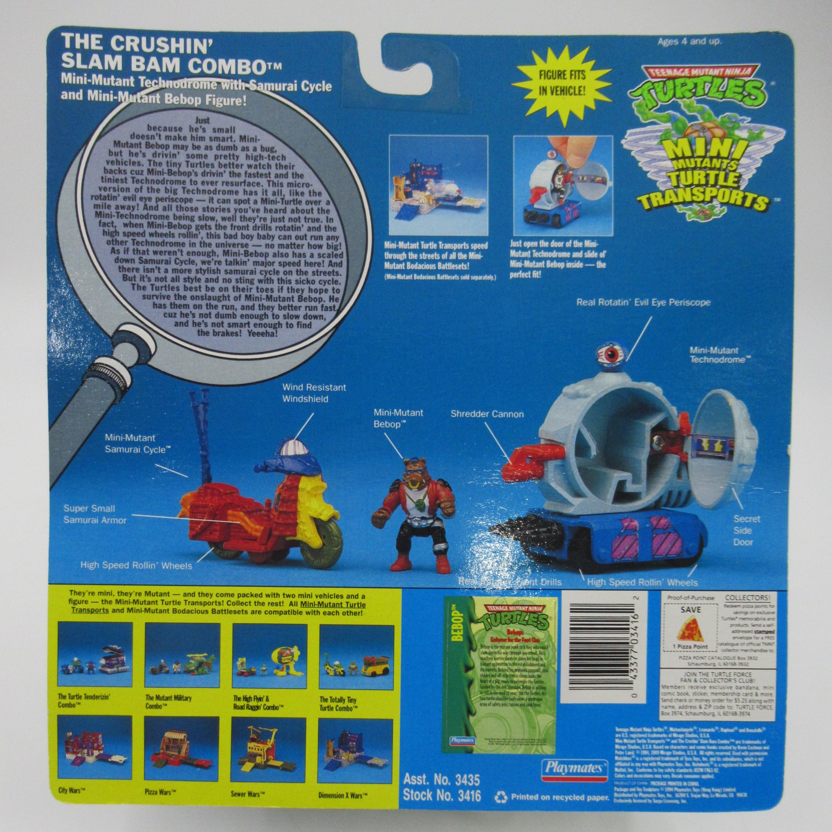 Teenage Mutant Ninja Turtles "The Crushin' Slam Bam Combo" Mini Mutants Turtle Transports TMNT - Playmates (1994)
